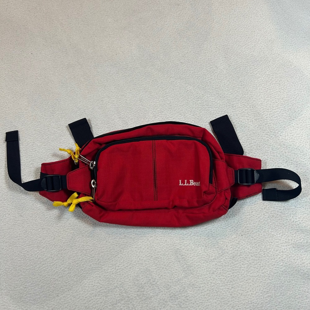 L.L. Bean Fanny Pack Unisex OS Red Vintage Canvas Waist Bag Hip Pack READ